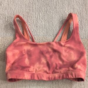 Athleta Exhale Sports Bra EUC Size S orange Coral Tie dye
